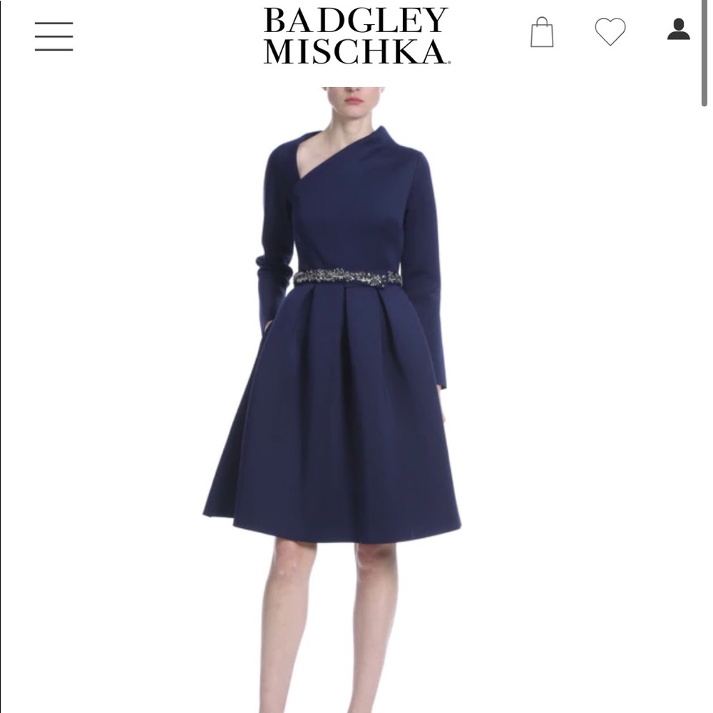 BADGLEY MISCHKA ASYMMETRICAL SHOULDER DRESS.